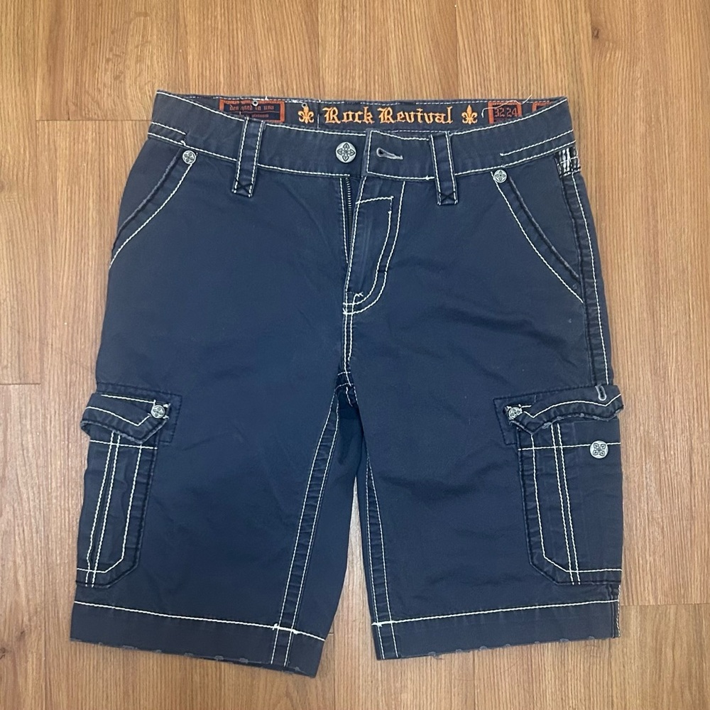 Rock Revival Men's Dark Blue Cargo Shorts